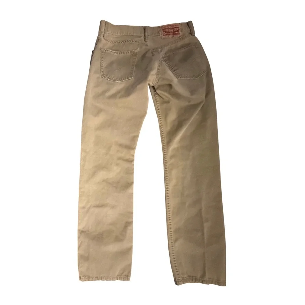 Levi's 514 Straight Fit Pants Mens 28x30 Tan Khaki White Tab Cotton Twill